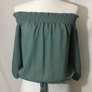 off shoulder flounce top